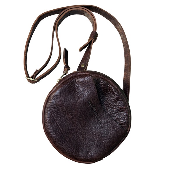 portland leather goods Handbags - Portland Leather Goods PLG Brown Leather Small Circle Crossbody Bag